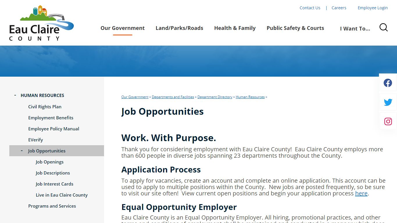 Job Opportunities | Eau Claire County